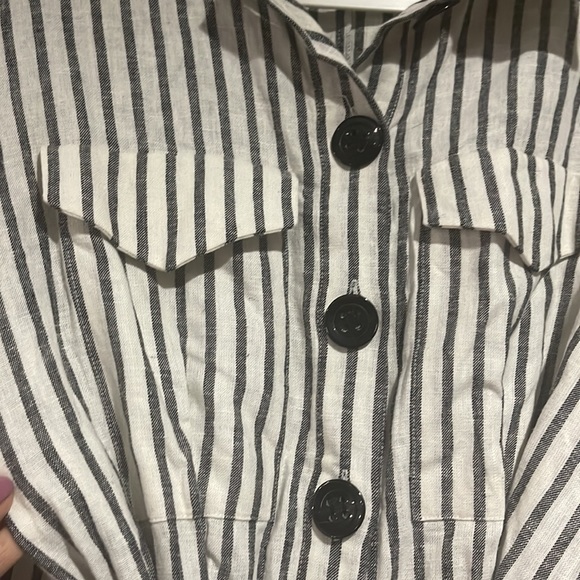 Zara Linen Striped Belted Dress - Picture 5 of 9